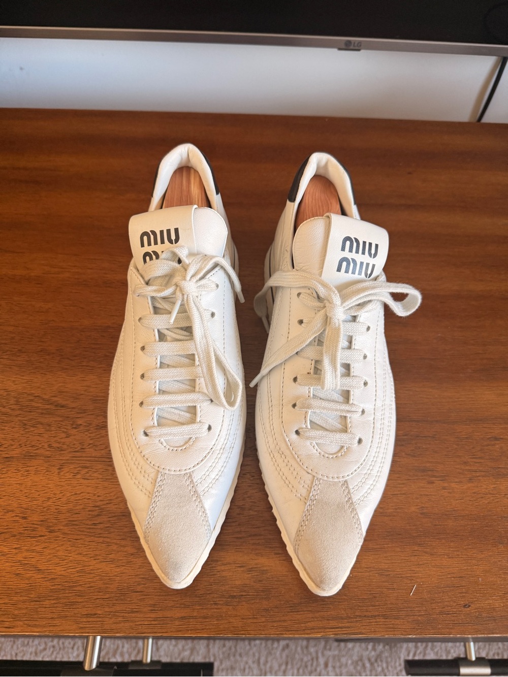 Miu Miu  women’s white Low-Top Italian Leather Sneakers 41